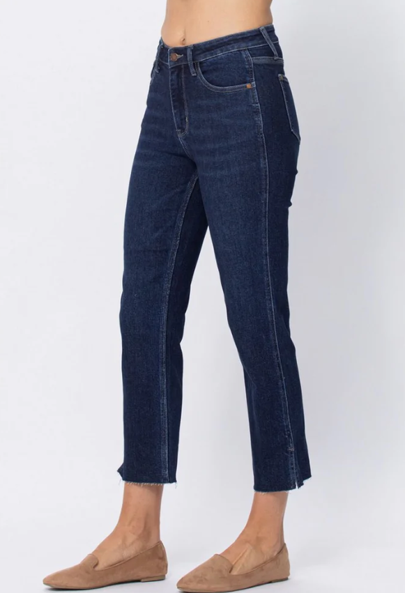 HI-WAISTED CROPPED JEAN W/SLIT