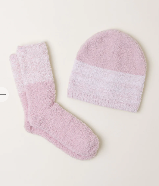CC HEATHERED BEANIE/SOCK SET | DUSTY ROSE