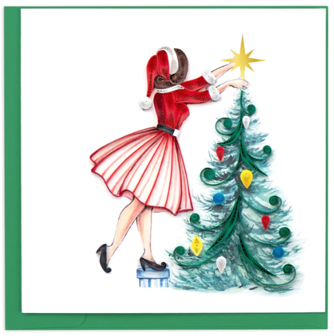 Quilled Christmas Lady Holiday Card