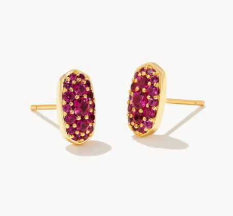 Grayson Gold Crystal Stud Earrings in Ruby Crystal