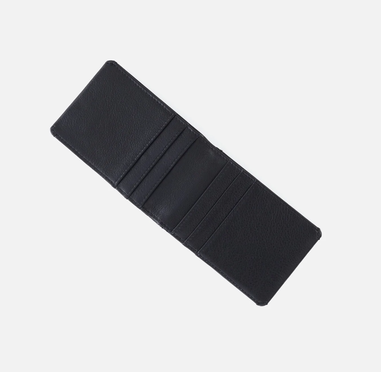 The Leather Men's Bifold Wallet in black has a sleek design and interior organization for cards and cash. Find it at the Painted Cottage in Edgewater, MD