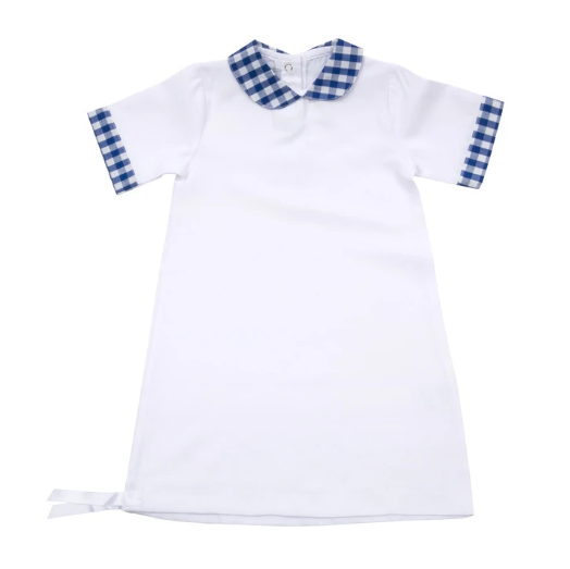 BLUE TRIM GINGHAM DAYDRESS