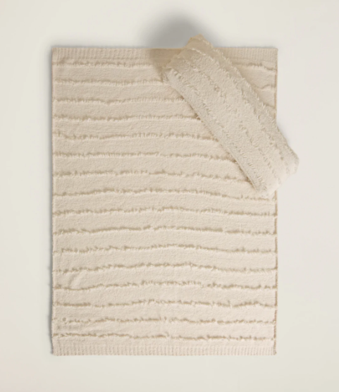 CC PLACED FRINGE BLANKET CREAM