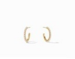 Juliet Hoop Gold Swarovski Pearl Small by Julie Vos. Delicate pearl-accented hoops. Small – 0.75 inches 24K gold plate. Shop at The Painted Cottage an Annapolis boutique.