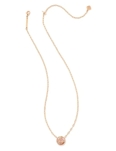 Stamped Dira Rose Gold Pendant Necklace Abalone