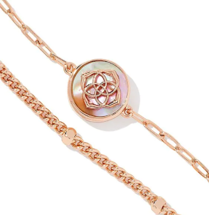 Stamped Dira Rose Gold Delicate Chain Bracelet Abalone