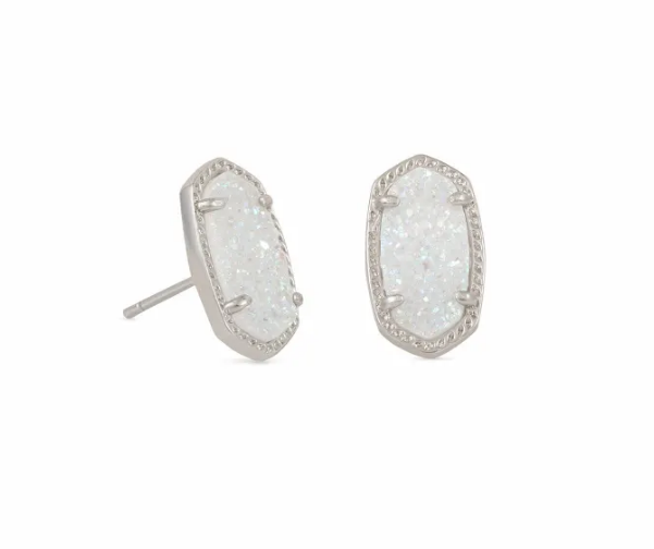 Ellie Silver Stud Earrings In Iridescent Drusy