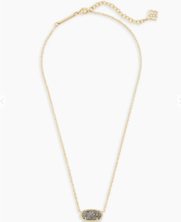Elisa Gold Pendant Necklace In Platinum Drusy