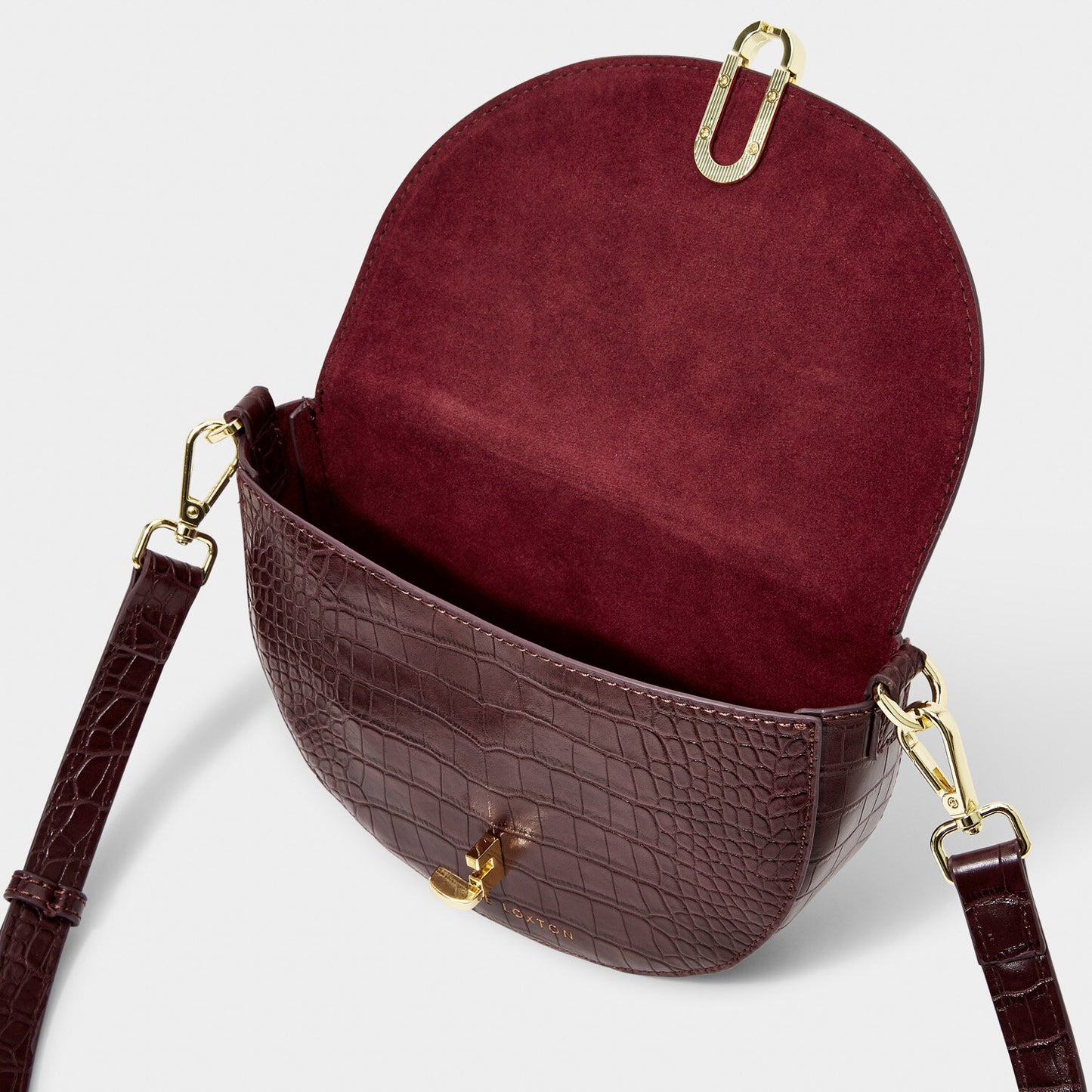 QUINN FAUX CROC MINI SADDLE WINE