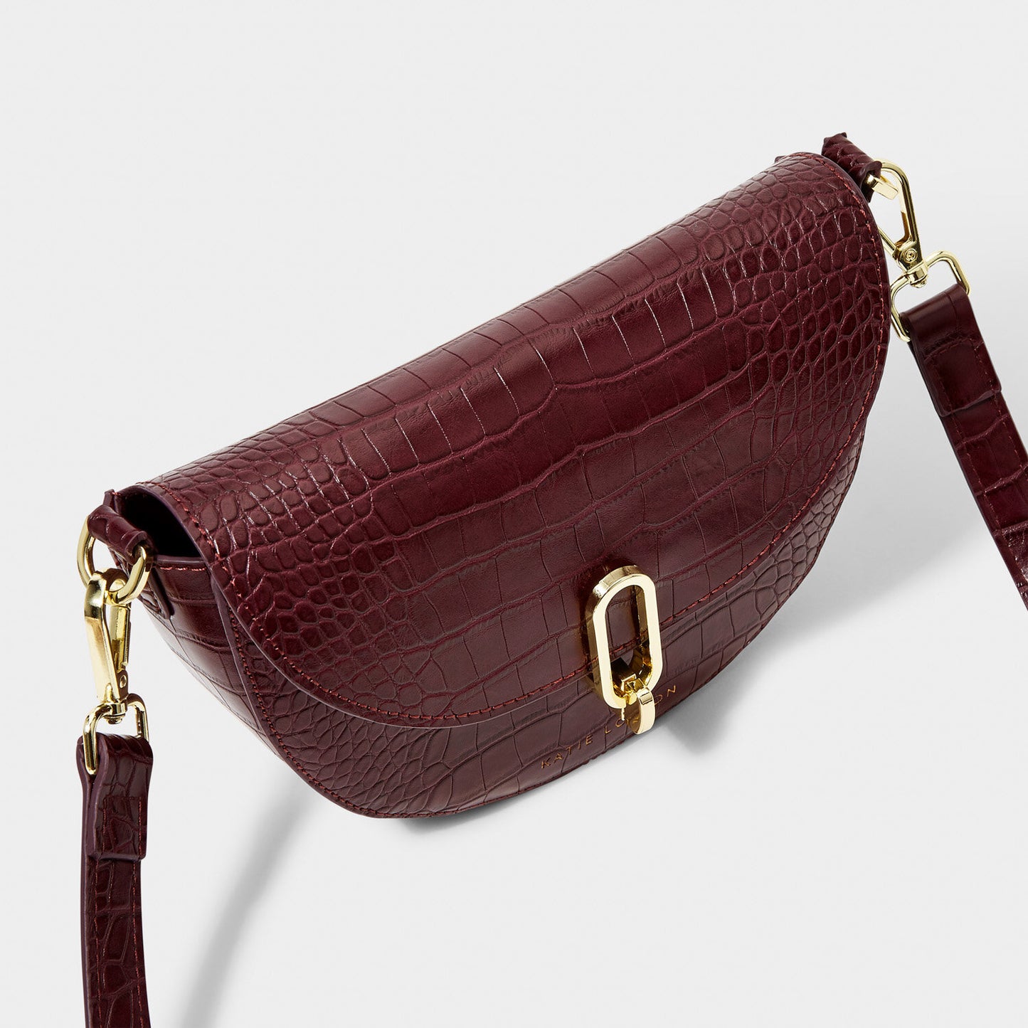 QUINN FAUX CROC MINI SADDLE WINE