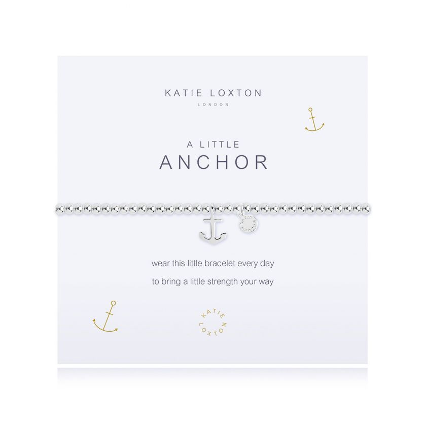 Silver-plated stretch bead A Little Anchor bracelet with silver anchor charm