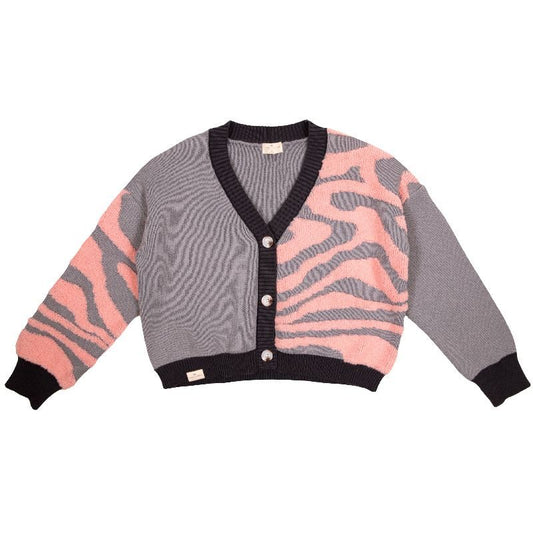 Grey and Pink Zebra Cardigan