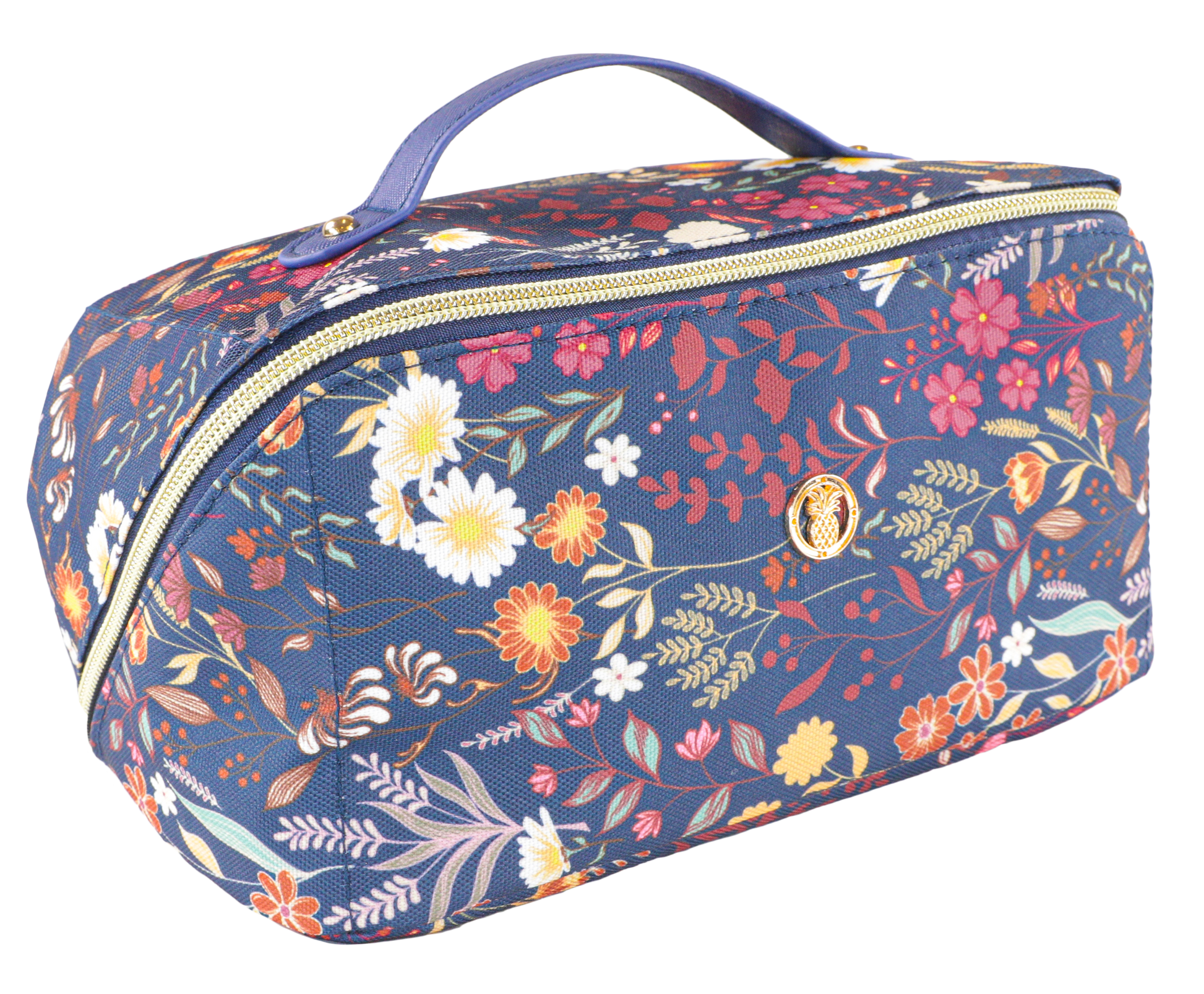 SS Cosmetic Bag - Navy Flower Simply Southern Bags 0224-BAG-COSMO-NVYFLD