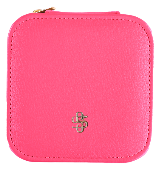 SS Leather Jewelry Case - Hot Pink Simply Southern Bags 0224-BAG-LTHR-JWLCASE-HTPNK