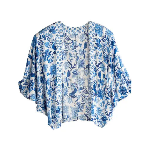 Capri Puff Sleeve Kimono - Blue