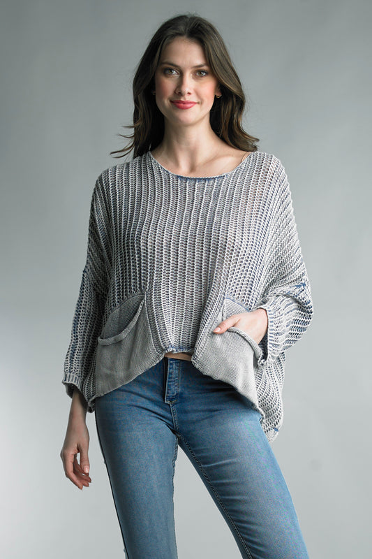 Crochet Top With Pockets - Sky