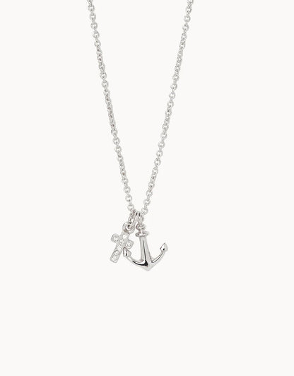 Sea La Vie Silver Necklace It Is Well/Cross Anchor