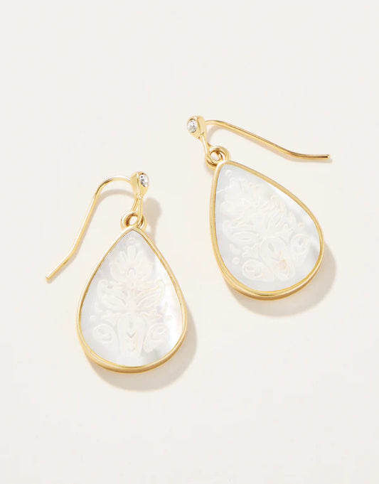 Willa Carved Earrings - Gold Mother of Pearl