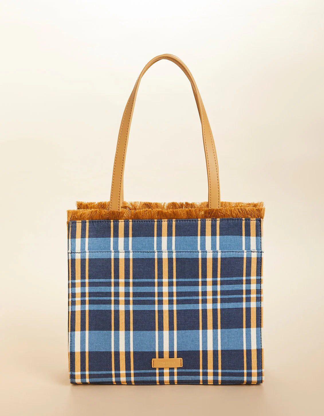 Fringe Box Tote Kalalanta Plaid Navy SPARTINA Bags 392947b