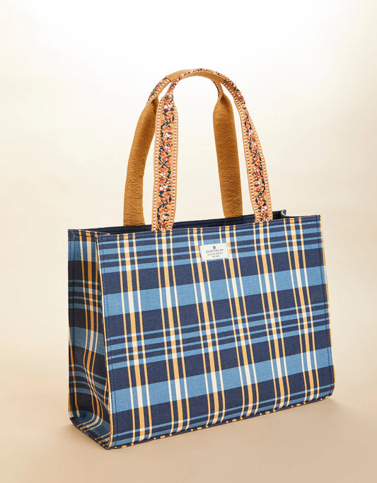 Shopper Tote Kalalanta Plaid Navy SPARTINA Bags 393012