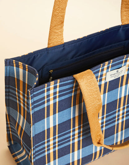 Shopper Tote Kalalanta Plaid Navy SPARTINA Bags 393012b