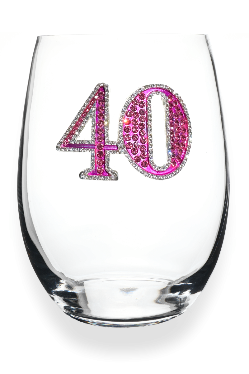 40th Birthday Jeweled Stemless THE QUEEN'S JEWELS Drinkware 40th-Birthday-Stemless-800x1200