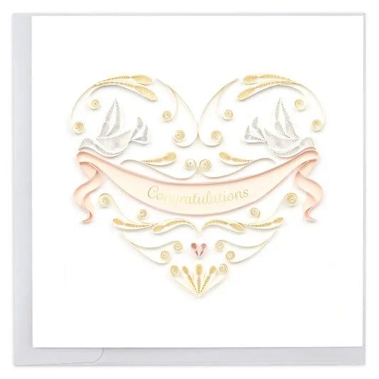 Wedding Doves Heart Quill Card