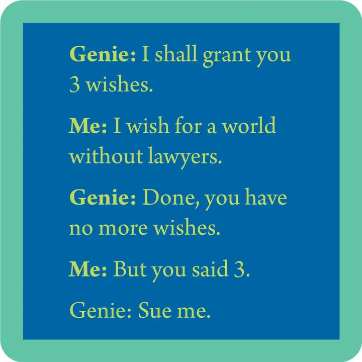 Genie Coaster DRINKS ON ME COASTERS Home 469c6f65599d2aa63a3fbe929c6de3886cd51921cfeacf40ba6a86bf83593a81