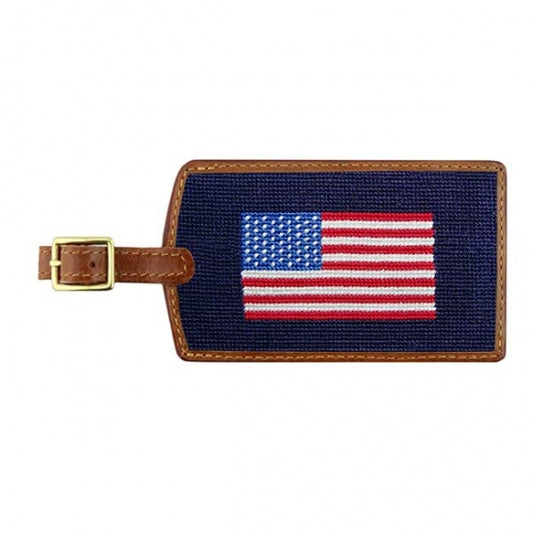 American Flag Needlepoint Luggage Tag