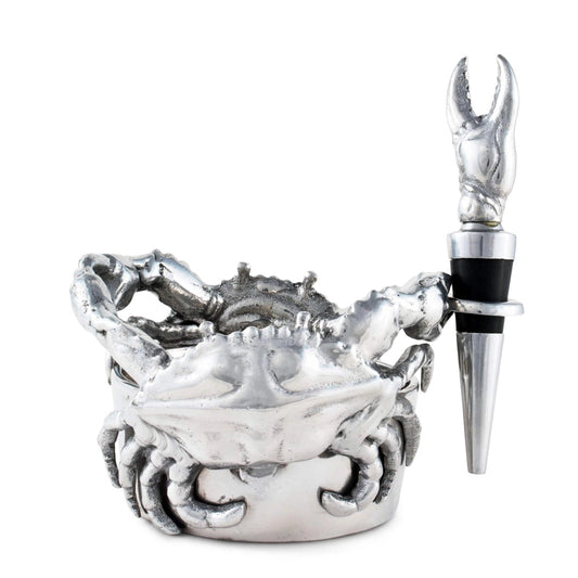 Crab Wine Caddy and Stopper Set