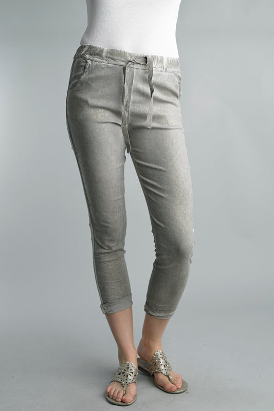 Silver Wash Striped Jogger - Taupe