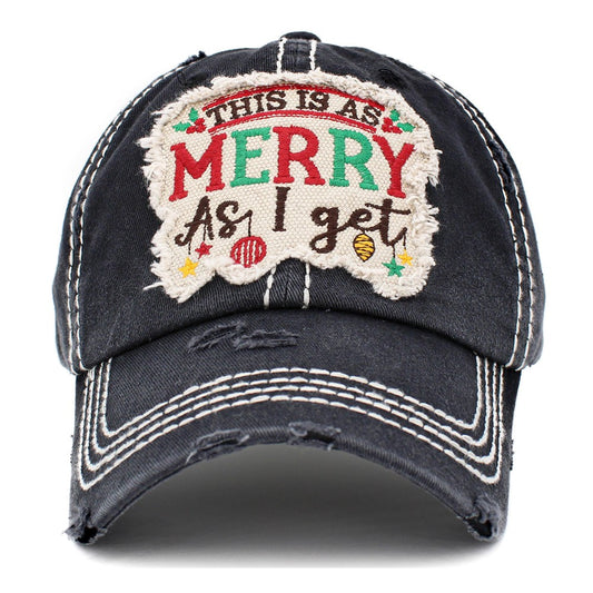 Distressed This Is As Merry As I Get Hat - Black