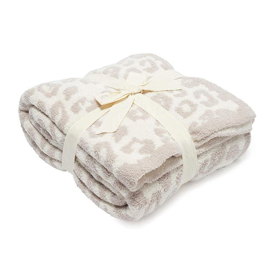 Super Soft Leopard Print Throw Blanket - Cream