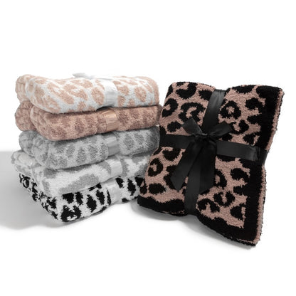 Super Soft Leopard Print Throw Blanket - Khaki