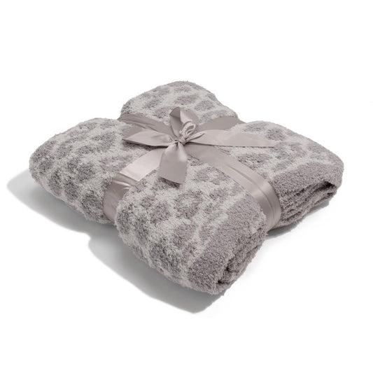 Super Soft Leopard Print Throw Blanket - Grey