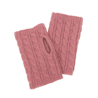 Knit Overlay Touchscreen Gloves - Pink