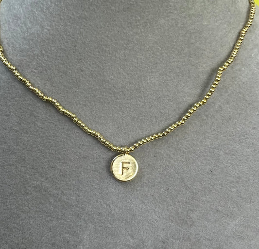 Gold Bead Initial Necklace - F COOL & INTERESTING Jewelry 7A542B9F-DD3F-465F-9D9F-AB6D670768DD