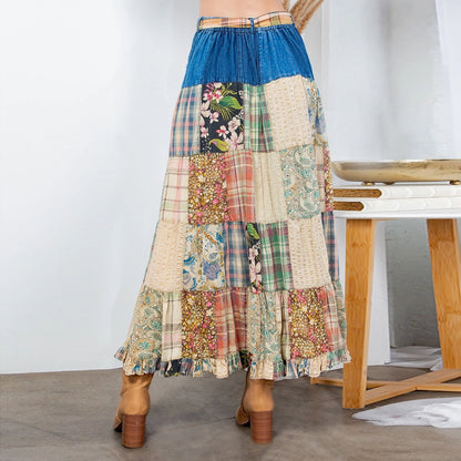 Western Boho Chic Patchwork Belted Skirt Young Threads Womens Apparel 7d2b3c97f0ec46551241beb00de077e0d6e2b1b297f491a9c54ec2e4501f303e