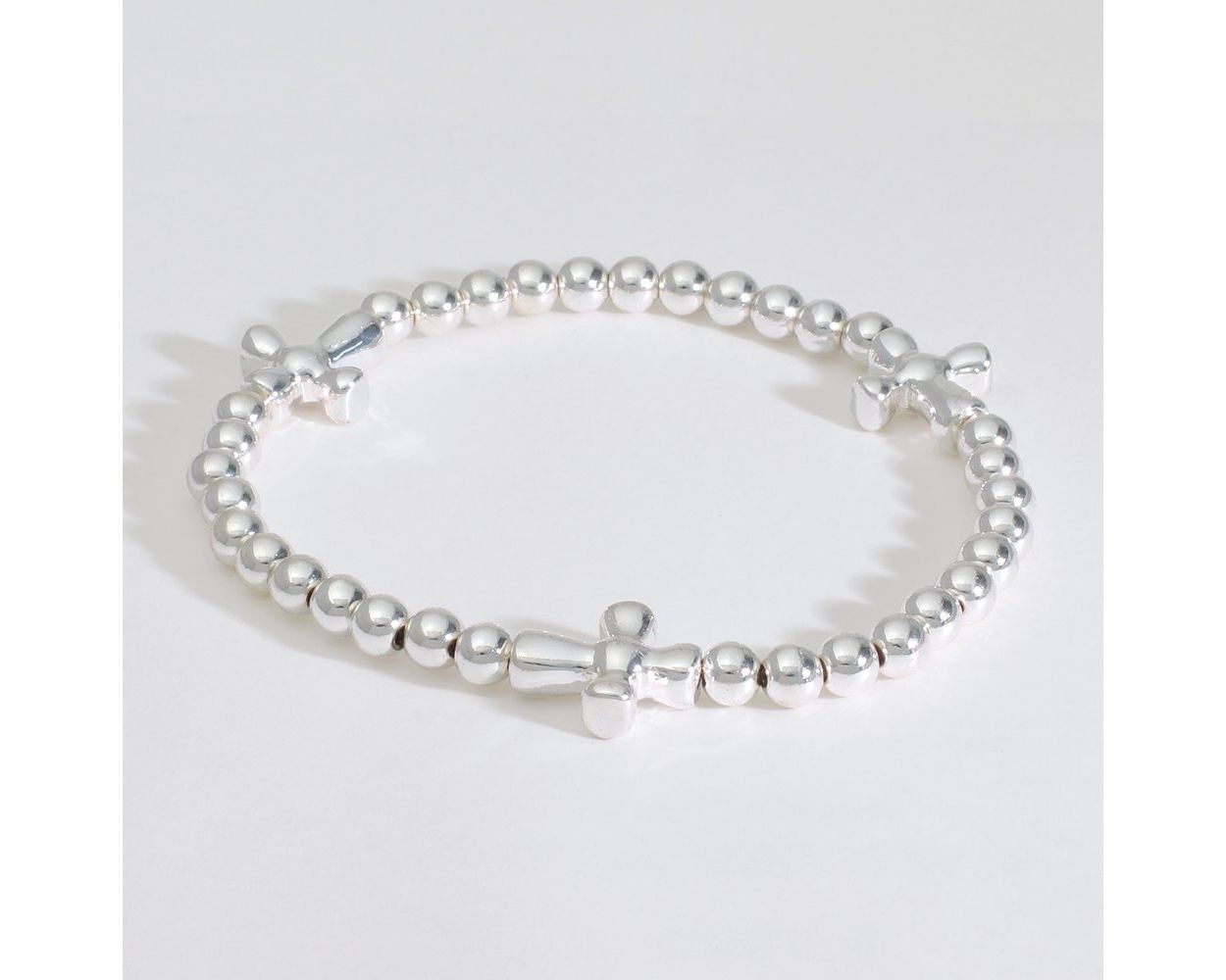 Silver Bead and Cross Bracelet Periwinkle Jewelry 8000794_sum2024