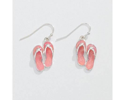 Silver & Pink Flip Flop Earring