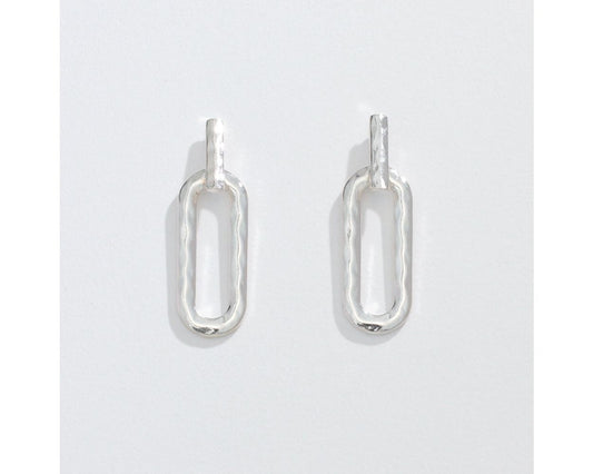 Hammered & Polished Oval Drop Earring