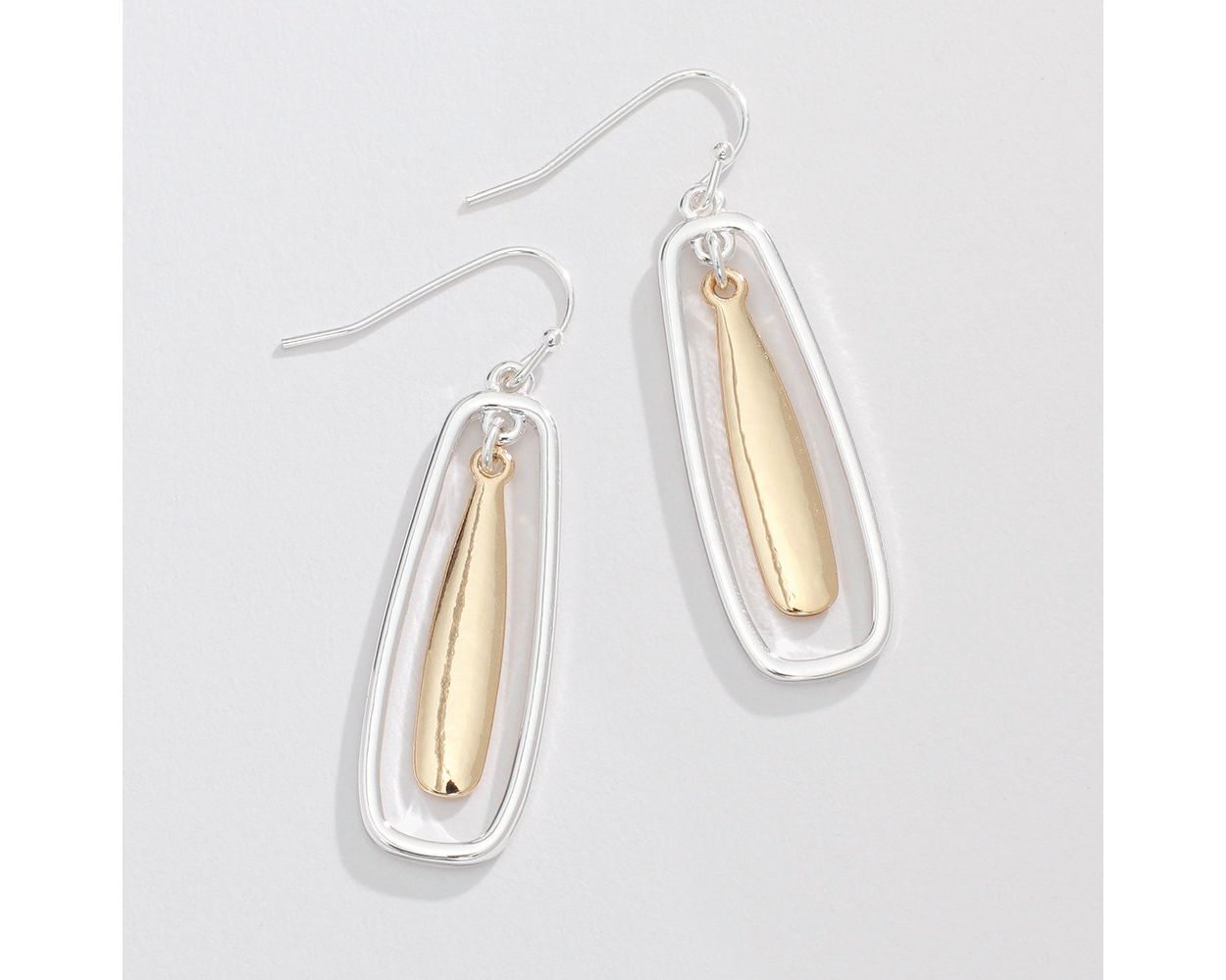 Two-tone Polished Dangle Drop Earring