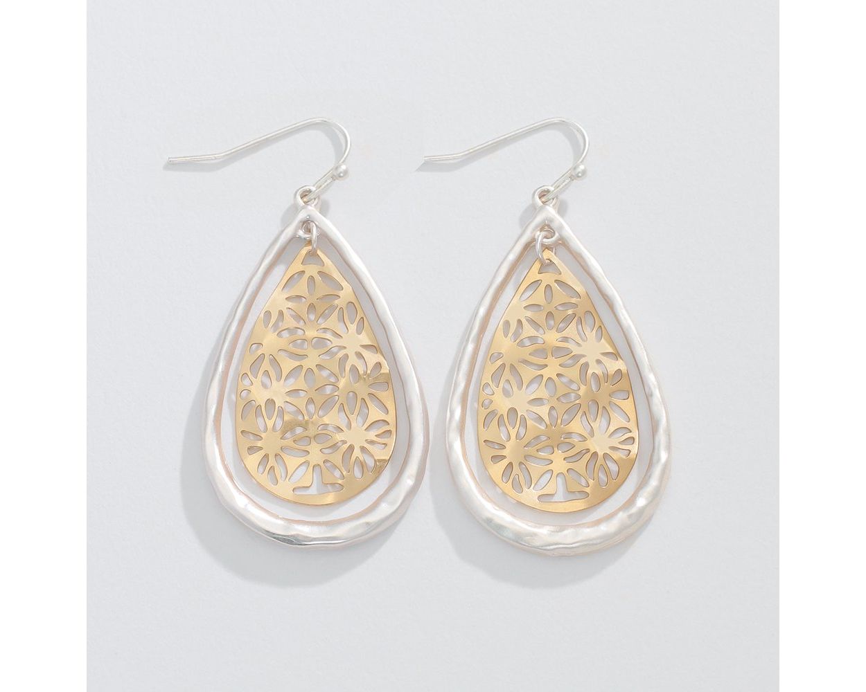 Two-tone Cut Out Teardrop Earring