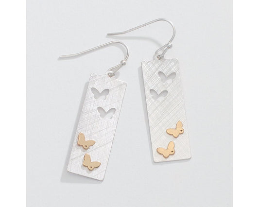 Brushed Two-tone Butterfly Earring