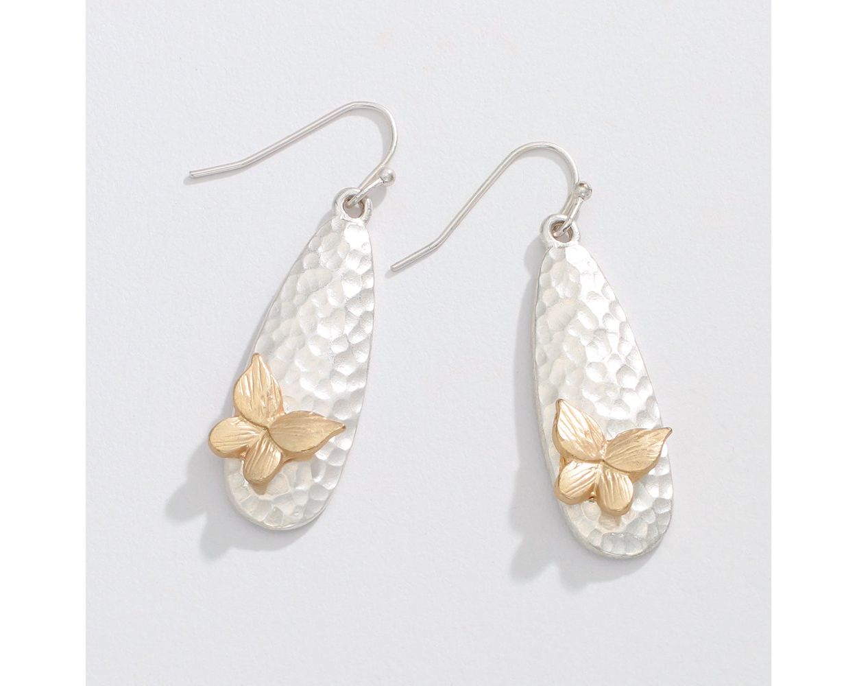 Hammered Matte Butterfly Drop Earring