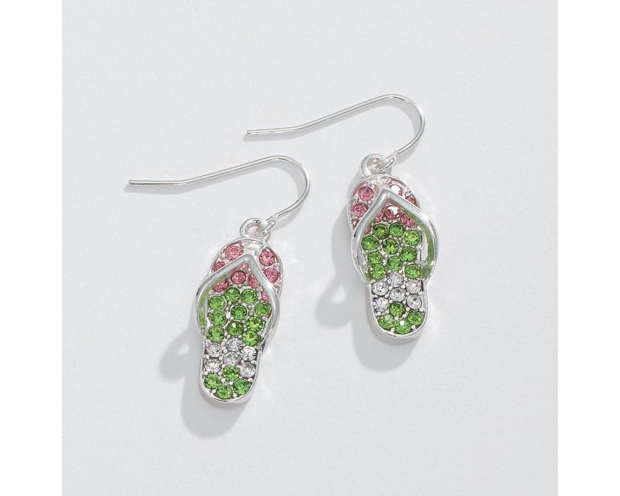 Pink & Green Crystal Flip Flop Earring Periwinkle Jewelry 8102592_2024