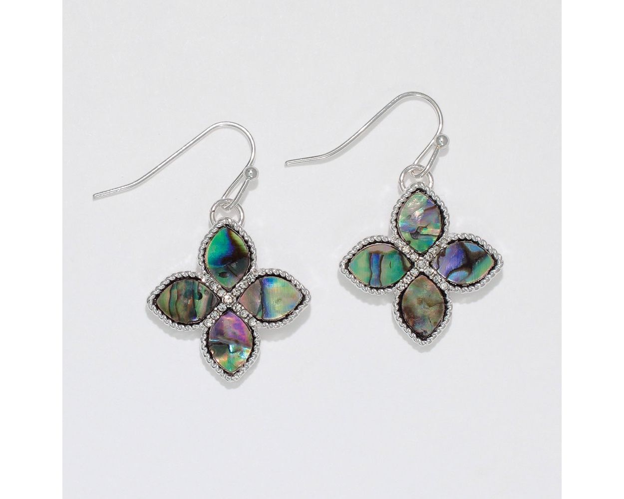 Abalone Flower w/ Crystals Earring Periwinkle Jewelry 8102615_sum2024