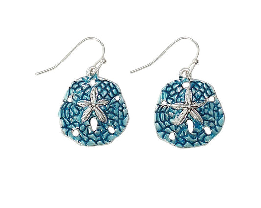 BLUE W/ SILVER SAND DOLLAR EAR PERIWINKLE Jewelry 8108003_3