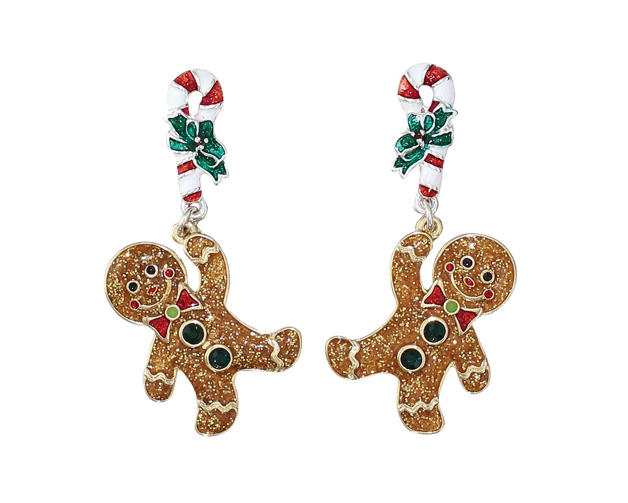 GINGERBREAD CANDY CANE EARRING