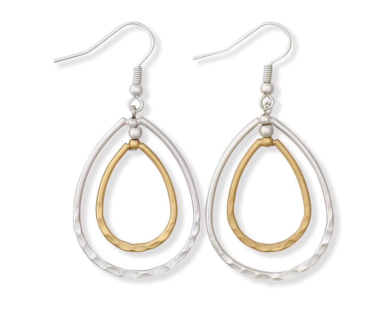 Hammered Two-tone Teardrop Earring Periwinkle Jewelry 8108839